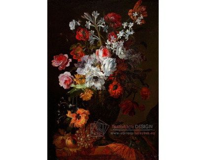 A-1437 Jan Baptist Morel - Zátiší květin s růžemi, narcisy a karafiáty