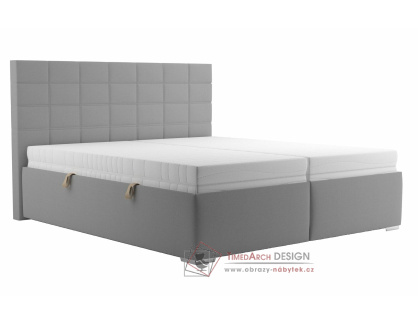 BORA, čalouněná postel 180x200cm, látka béžová / matrace NELLY