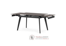 HT-405M GREY, jídelní stůl rozkládací 120+30+30x80cm, černý lak / keramika šedý mramor