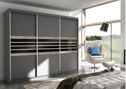 TURYN, šatní skříň s posuvnými dveřmi 250cm, láva / černá