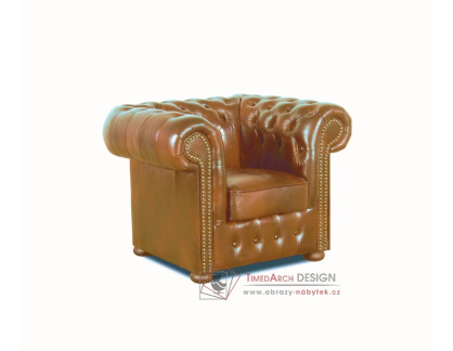 CHESTERFIELD CLASSIC, čalouněné křeslo, kůže koňak
