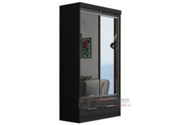 MARGITA, šatní skříň s posuvnými dveřmi 150cm, černá / zrcadlo