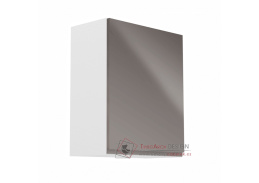 AURORA, horní kuchyňská skříňka G601F - pravá, bílá / šedý lesk
