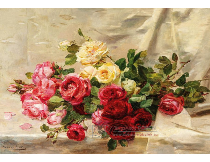 A-1317 Dominique-Hubert Rozier - Kytice růží ležící na damaškové látce