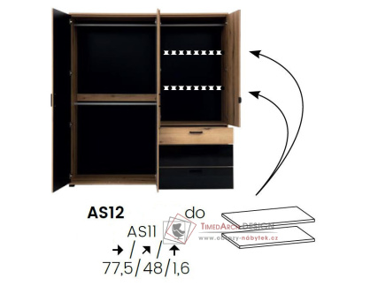 ARIS AS12, police do skříně - sada 2ks, dub evoke