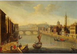 DDSO-3504 Giuseppe Zocchi - Pohled na Arno k mostu Santa Trinita ve Florencii