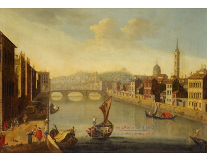 DDSO-3504 Giuseppe Zocchi - Pohled na Arno k mostu Santa Trinita ve Florencii
