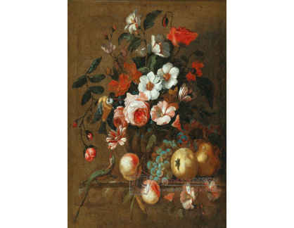 D-6113 Philip van Kouwenbergh - Váza s květinami a ovoce na římse