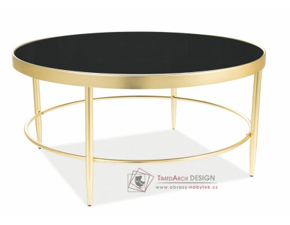 MYSTIC B, konferenční stolek, zlatá / černé sklo
