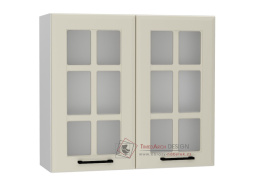 INGRID, horní skříňka s vitrínou 2-dveřová WS80, bílá / coffee