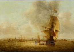 A-1851 Abraham de Verwer - Pohled na moře s přístavem Vlissingen v pozadí