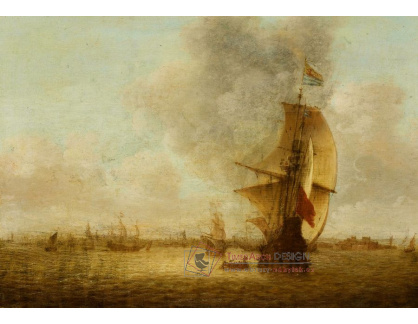 A-1851 Abraham de Verwer - Pohled na moře s přístavem Vlissingen v pozadí