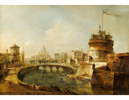 D-7186 Francesco Guardi - Pohled na Castel Sant'Angelo v Římě