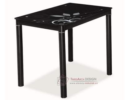 DAMAR 80x60, jídelní stůl, černá / černé sklo
