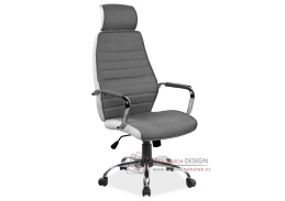 Q-035, kancelářská židle, látka šedá / ekokůže bílá