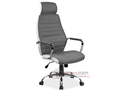 Q-035, kancelářská židle, látka šedá / ekokůže bílá
