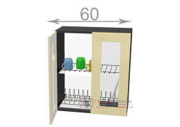 horní vitrína s odkapávačem š.60, v.72, Horizon WD6072G, grafit/šedý jíl