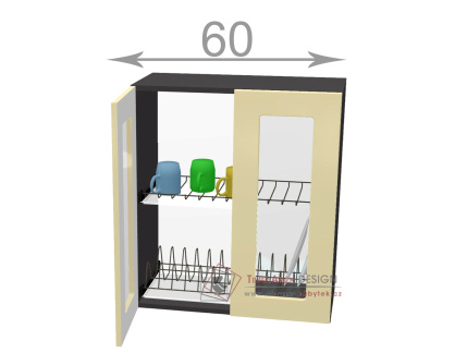horní vitrína s odkapávačem š.60, v.72, Horizon WD6072G, grafit/šedý jíl