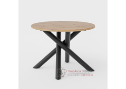 OSMAN, jídelní stůl pr. 110cm, černá / dub artisan