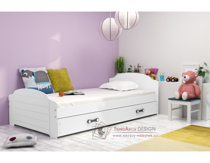 LIZZIE II, postel s přistýlkou 90x200cm, bílá