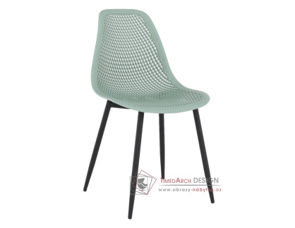 TEGRA 2, jídelní židle, černá / plast zelený