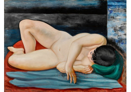 A-8154 Moise Kisling - Nahá žena ležící na červené a modré dece