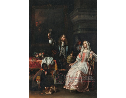 A-8525 Reinier de la Haye - Elegantní pár ochutnávající víno