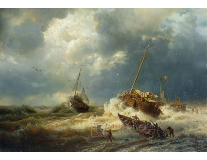 D-6447 Andreas Achenbach - Lodě v bouři u nizozemského pobřeží