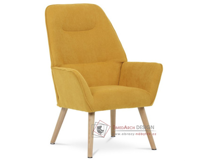 AK-312 YEL2, čalouněné křeslo - ušák, přírodní / látka  žlutá