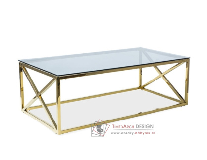 ELISE A, konferenční stolek, zlatá / kouřové sklo