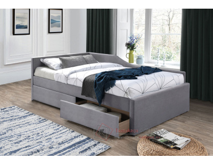 ELIAS, čalouněná postel rohová 120x200cm, látka velvet šedá