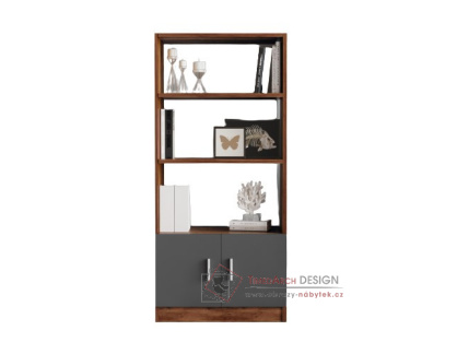 VARNUM, policový regál 2-dveřový, ořech / antracit