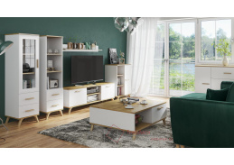ROKY H, obývací sestava nábytku, bílá / dub artisan