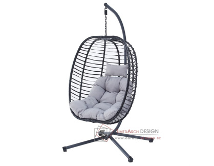 AZ-V1289 GREY, zahradní závěsné křeslo, antracit / látka šedá
