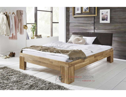 L601 IVA, postel 180×200cm, dub natural / ekokůže hnědá