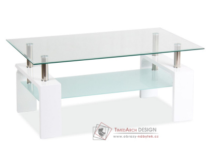 LISA BASIC II, konferenční stolek, bílý lak / sklo