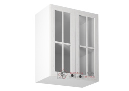 PROVANCE, horní 2-dveřová skříňka se sklem G60S, bílá / borovice andersen