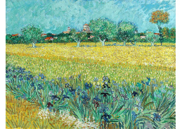 VR2-54 Vincent van Gogh - Pohled na Arles s kosatci v popředí