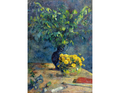 R9-139 Paul Gauguin - Dvě vázy s květinami a vějířem
