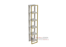 POLKA, knihovna, zlatá / bílá