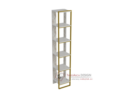 POLKA, knihovna, zlatá / bílá