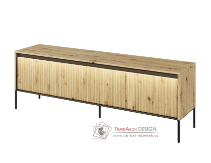 Televizní stolek 4D s LED 167 IPOLIS dub artisan/černá