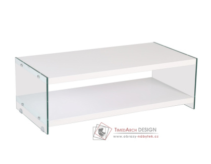 BIBIONE-771, konferenční stolek 122x60cm, bílý lak / sklo