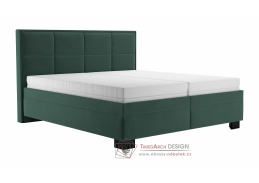 ELA, čalouněná postel 180x200cm, látka zelená / matrace IVANA PLUS