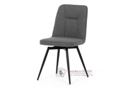 DCL-V2052 GREY2, jídelní otočná židle, černý lak / látka šedá
