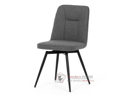 DCL-V2052 GREY2, jídelní otočná židle, černý lak / látka šedá