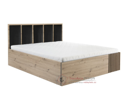 BARBUS, postel 160x200cm, dub artisan / černá