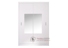 MADRYT, šatní skříň s posuvnými dveřmi 150cm, bílá / zrcadla