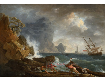 A-2002 Claude Joseph Vernet - Italský přístav v bouřlivém počasí