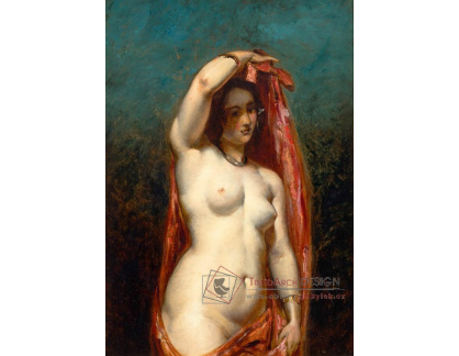 A-7942 William Etty - Ženský akt s červeným šátkem